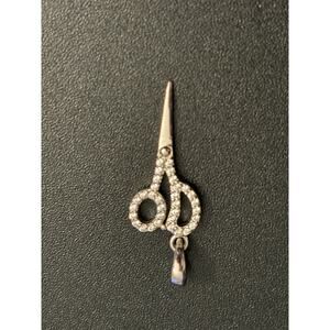 Sterling 925 Scissor Pendant CZ Pave Dangle Charm 1g